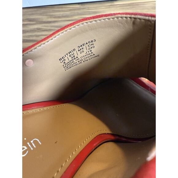 Calvin Klein Red Suede Open Toe Block Heel Mules Women’s Size 8 -shoes - Picture 13 of 13